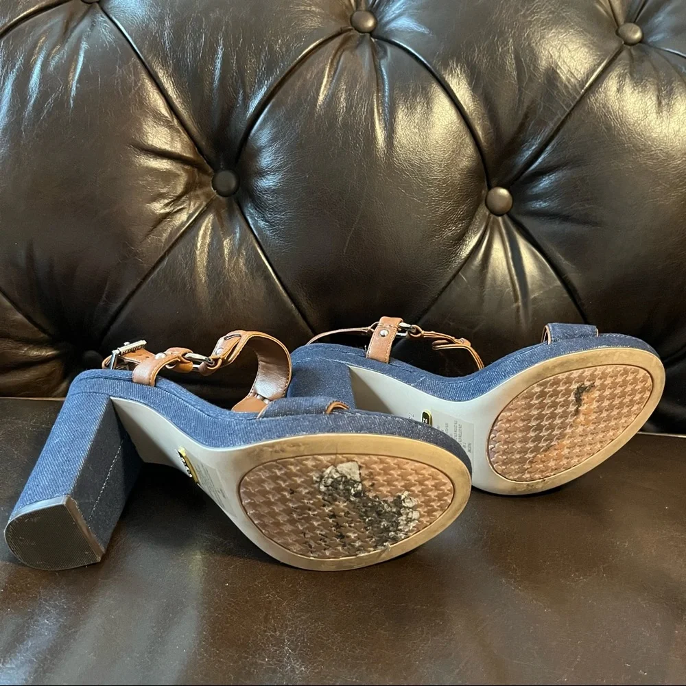 Womens Ralph Lauren Faustina Cotton/Leather sandals size 7.5 - Picture 5 of 7